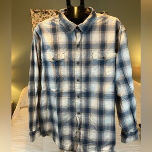 C.E. Schmidt Workwear Plaid Shirt 2XL Blue Gray Button Down Cotton